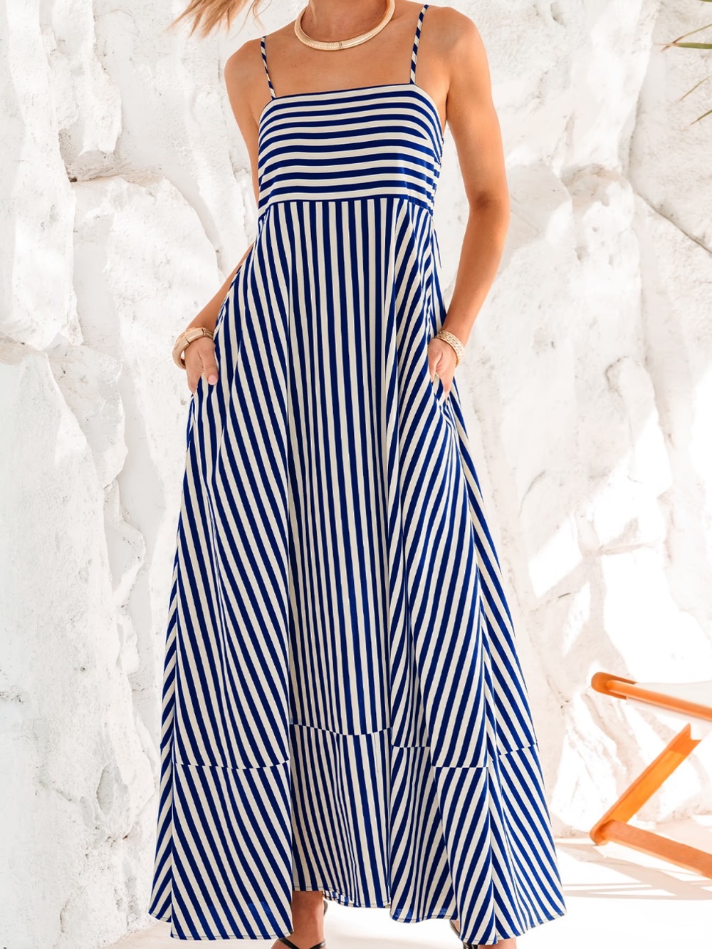 Cupshe line by line stripped maxi dress